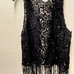 Vest. Black crochet vest